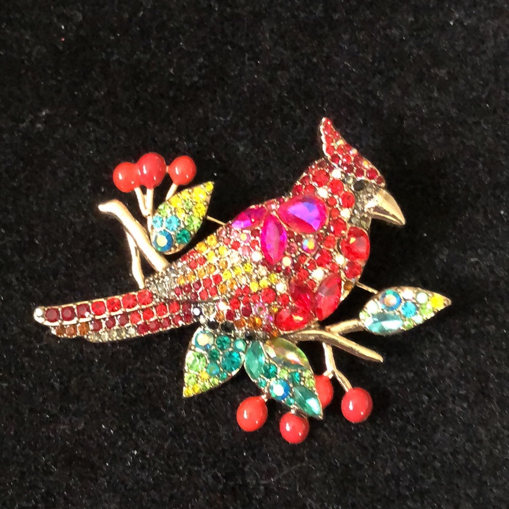 Colorful Red Cardinal Brooch - Picture 5 of 5